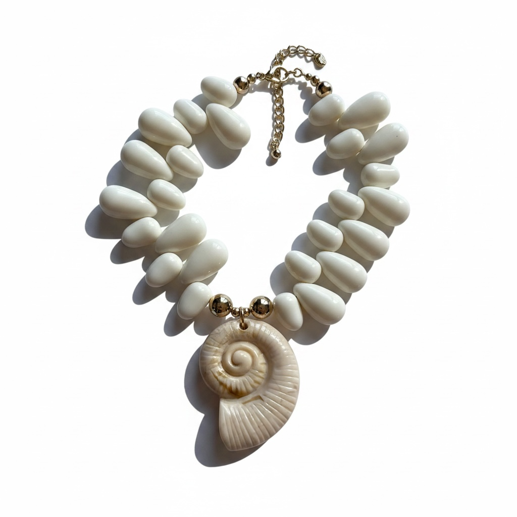 Chunky White and Seashell Ariel Necklace