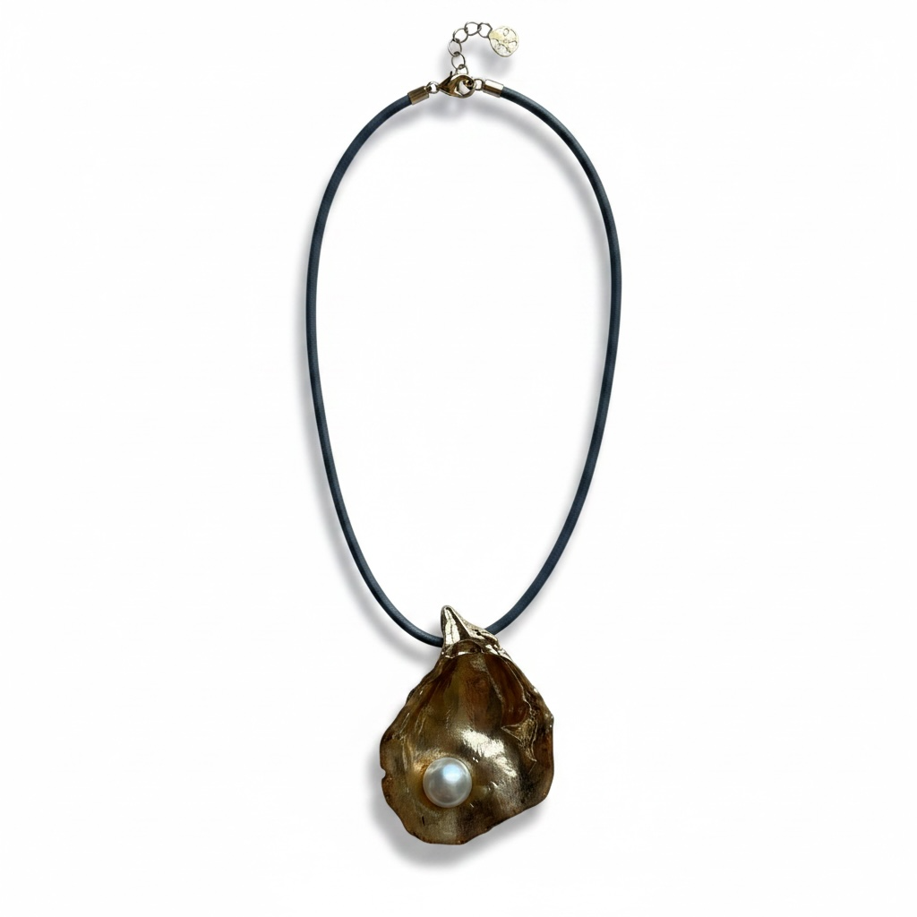 Large Golden Seashell Mermaid Necklace