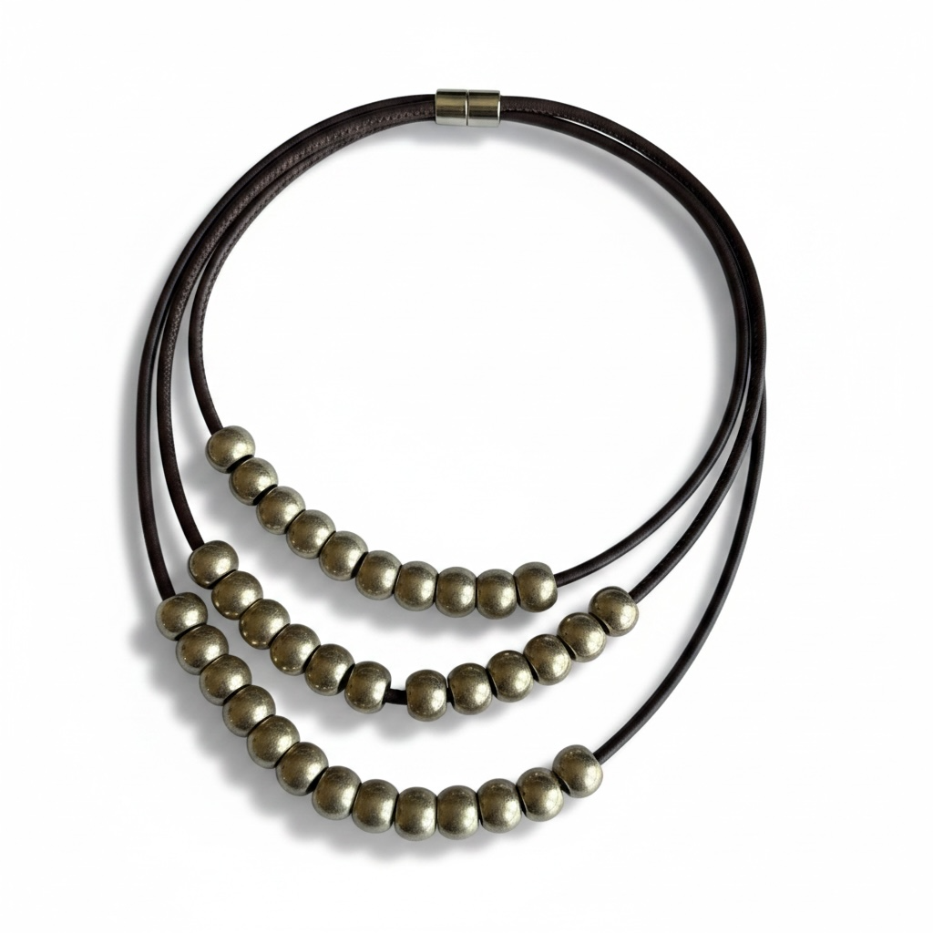 Large Golden Bead Triple Stack Necklace