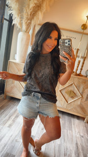 Dark Charcoal Snake Skin Print Top