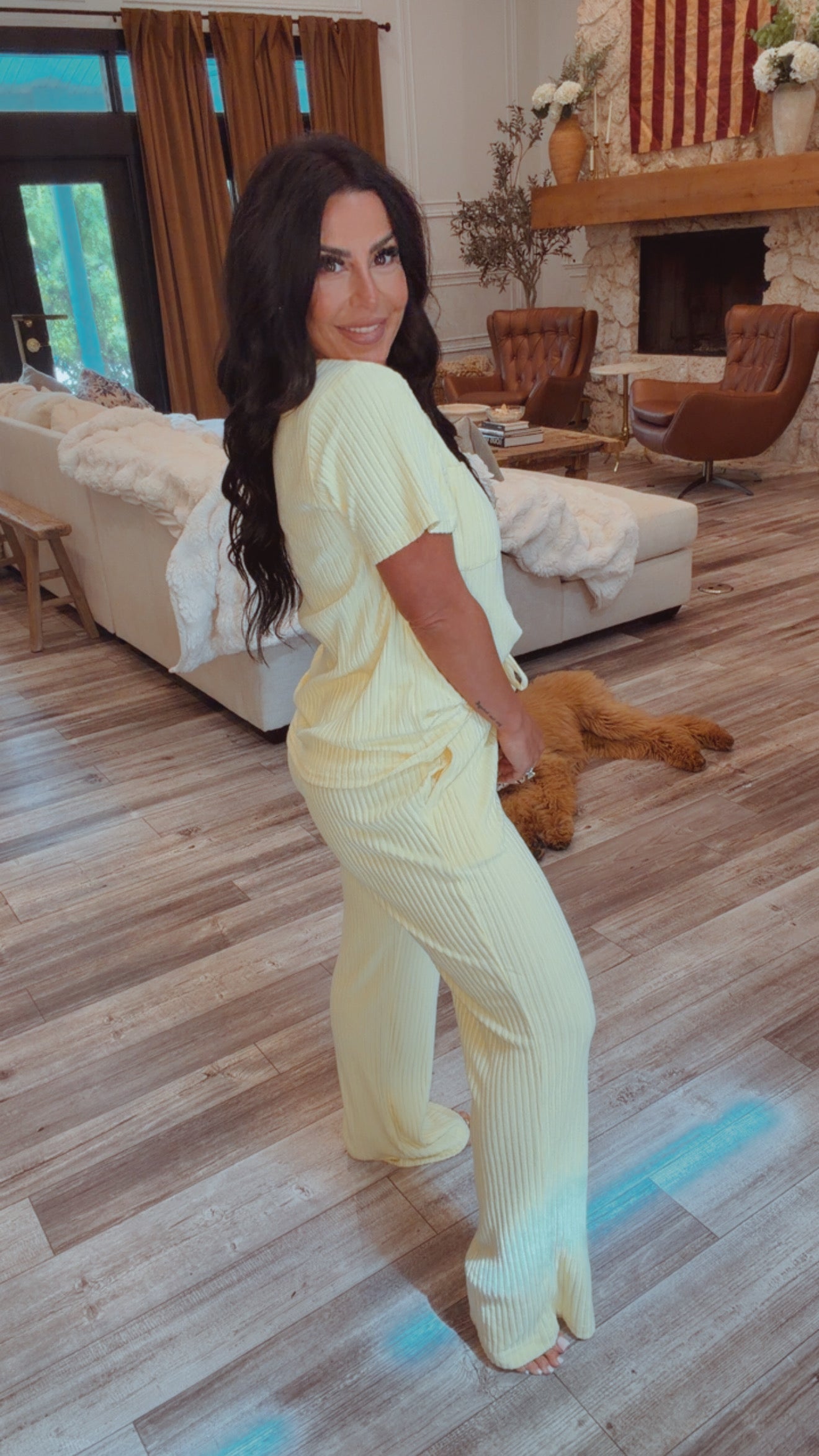 Ultra Soft Yellow Ribbed Short Sleeve Top