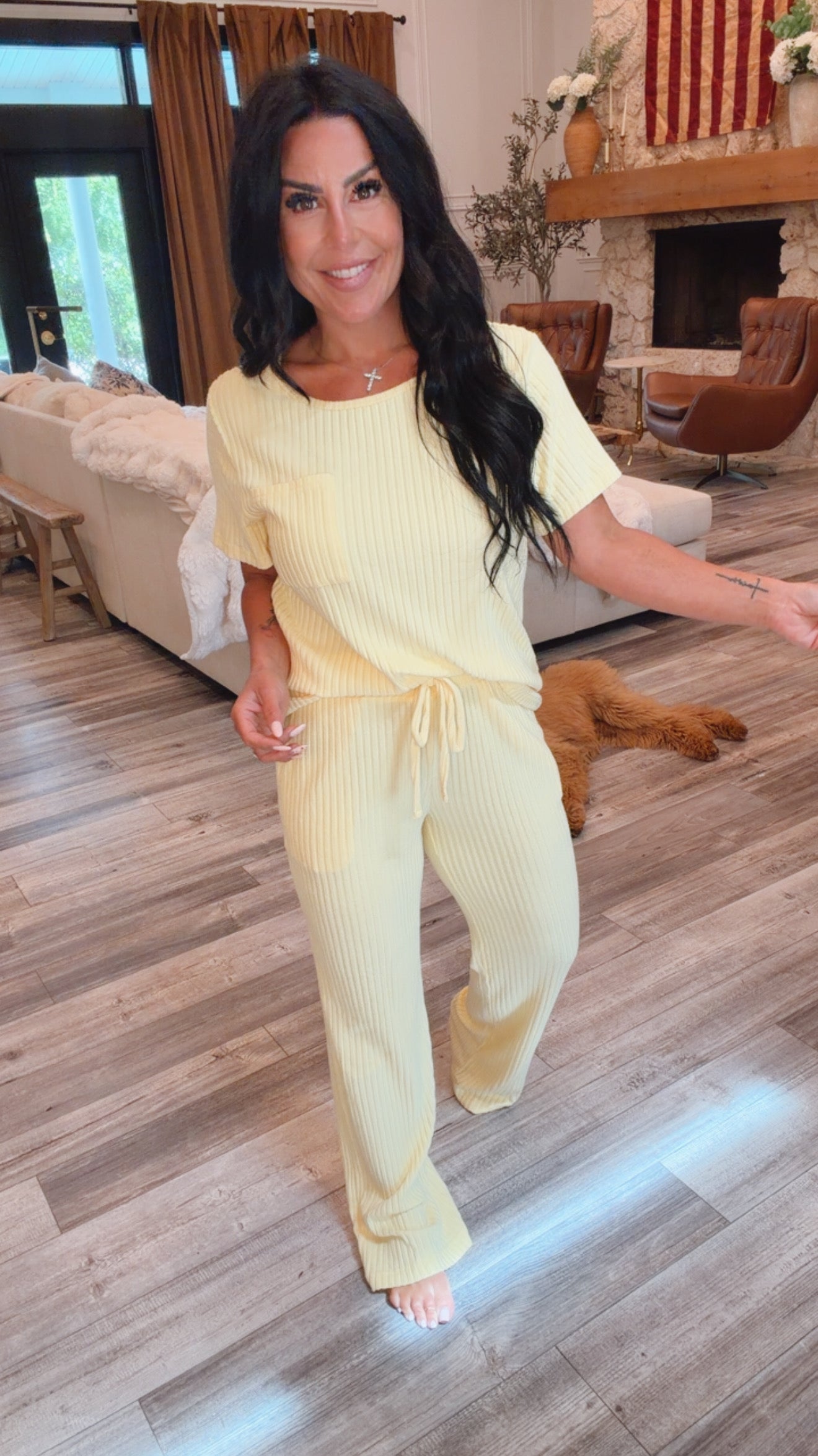 Ultra Soft Yellow Ribbed Short Sleeve Top