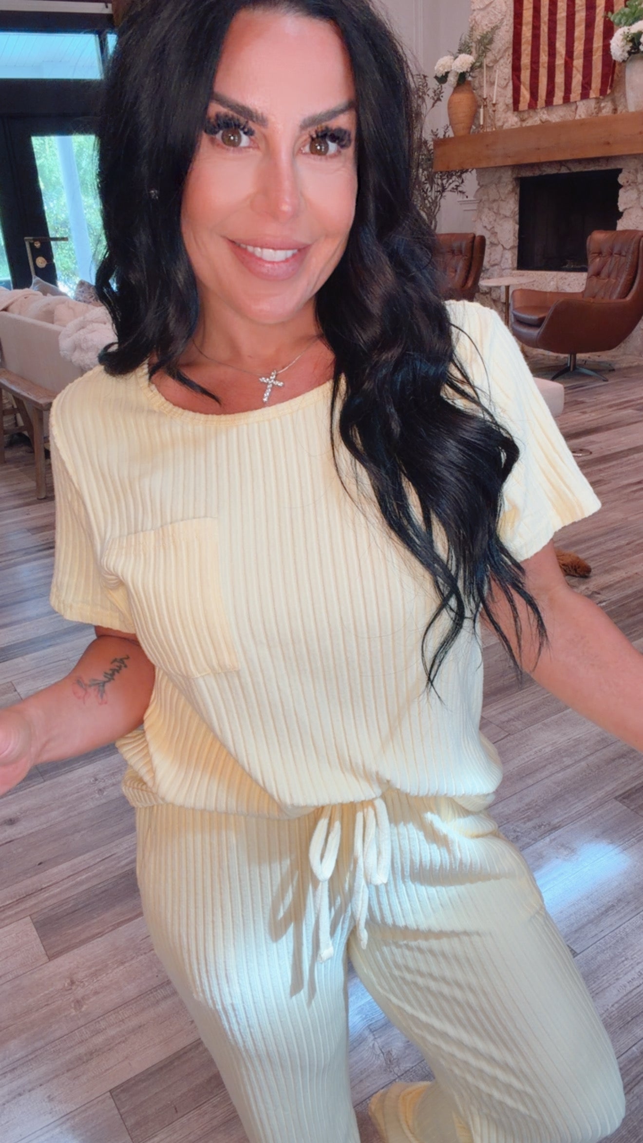 Ultra Soft Yellow Ribbed Short Sleeve Top