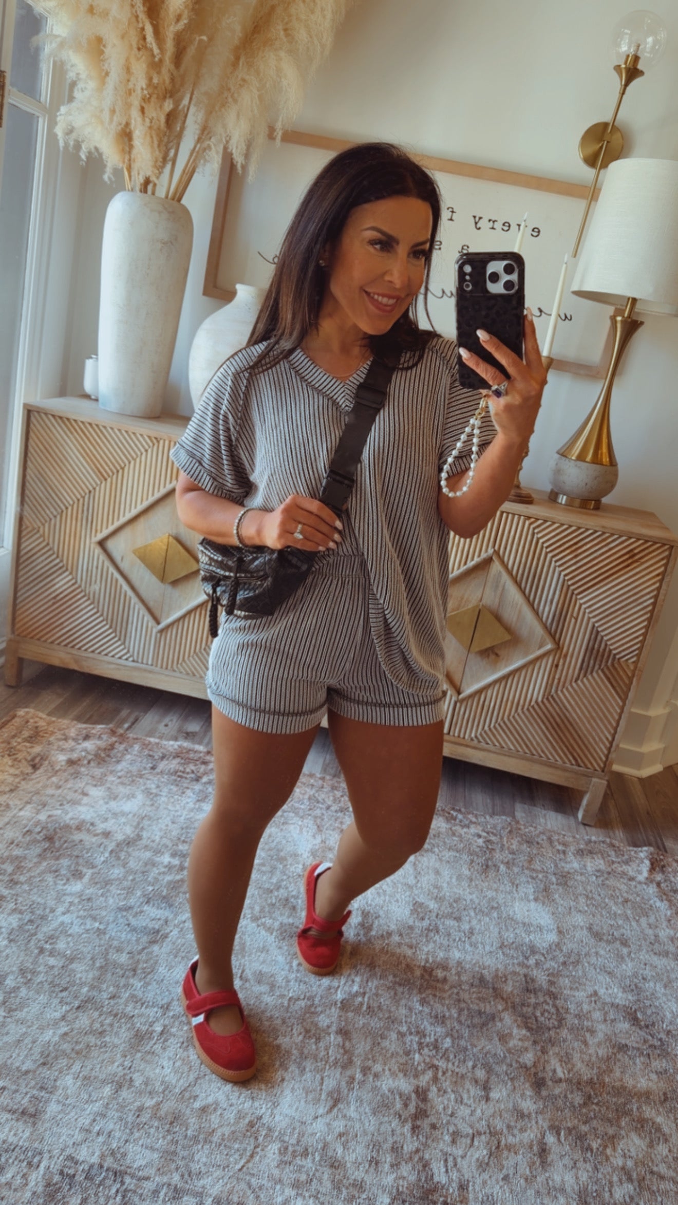 Black and white Textured Loose Fit Shorts