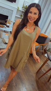 Chic Olive Linen dress