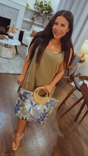 Chic Olive Linen dress