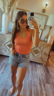 Watermelon Slim Fit Scoop Neck Tank
