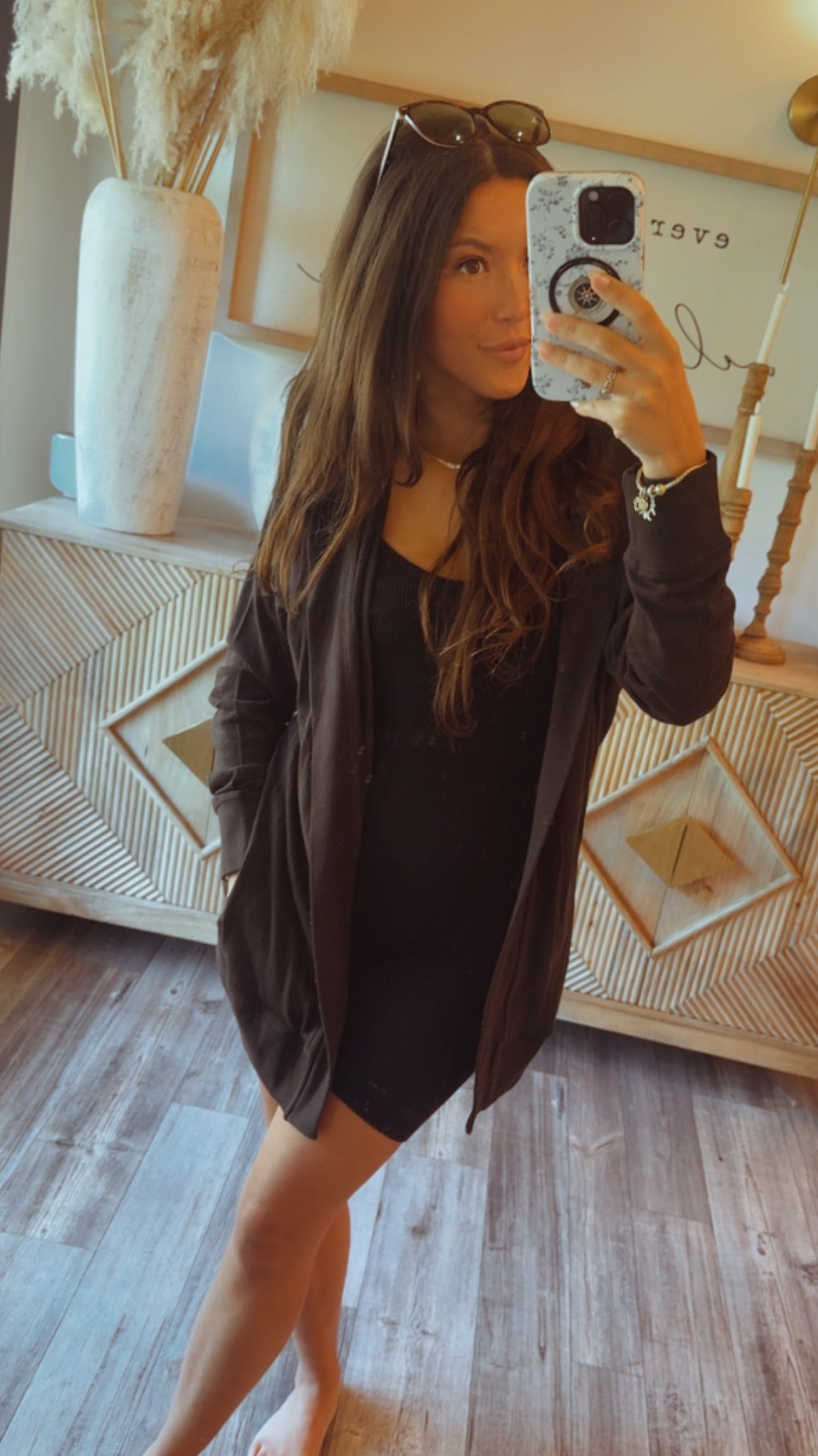 Chic Sporty Black Wrap Cardigan