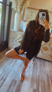 Chic Sporty Black Wrap Cardigan
