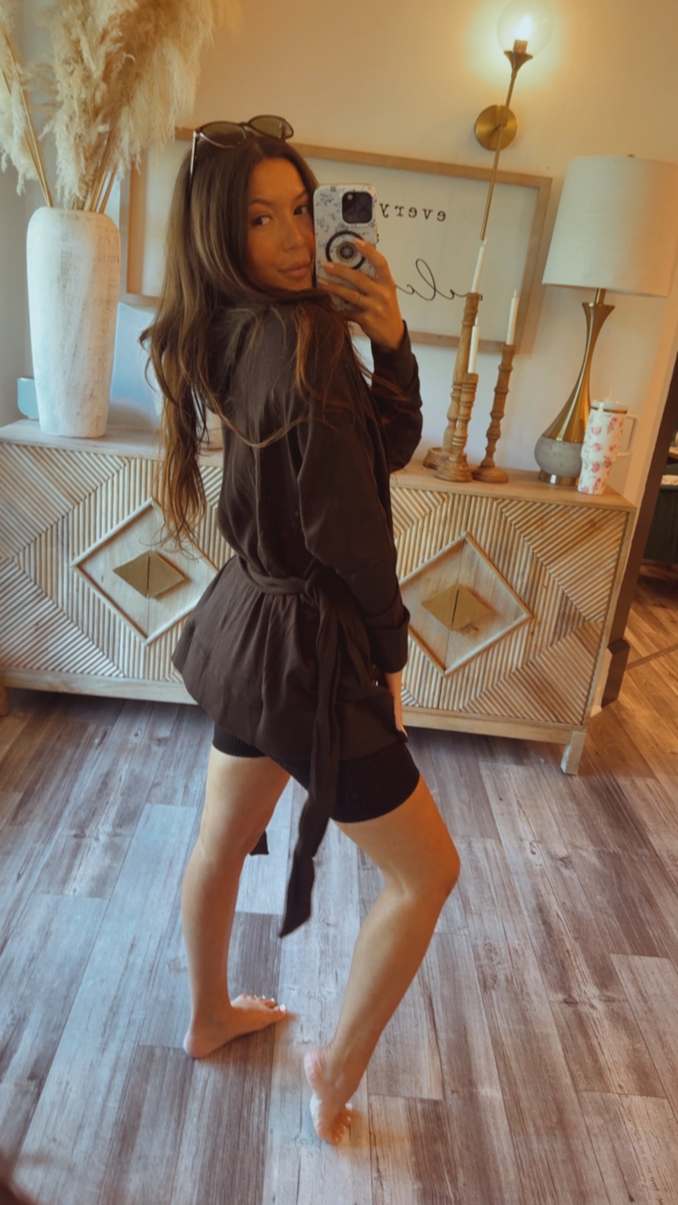 Chic Sporty Black Wrap Cardigan