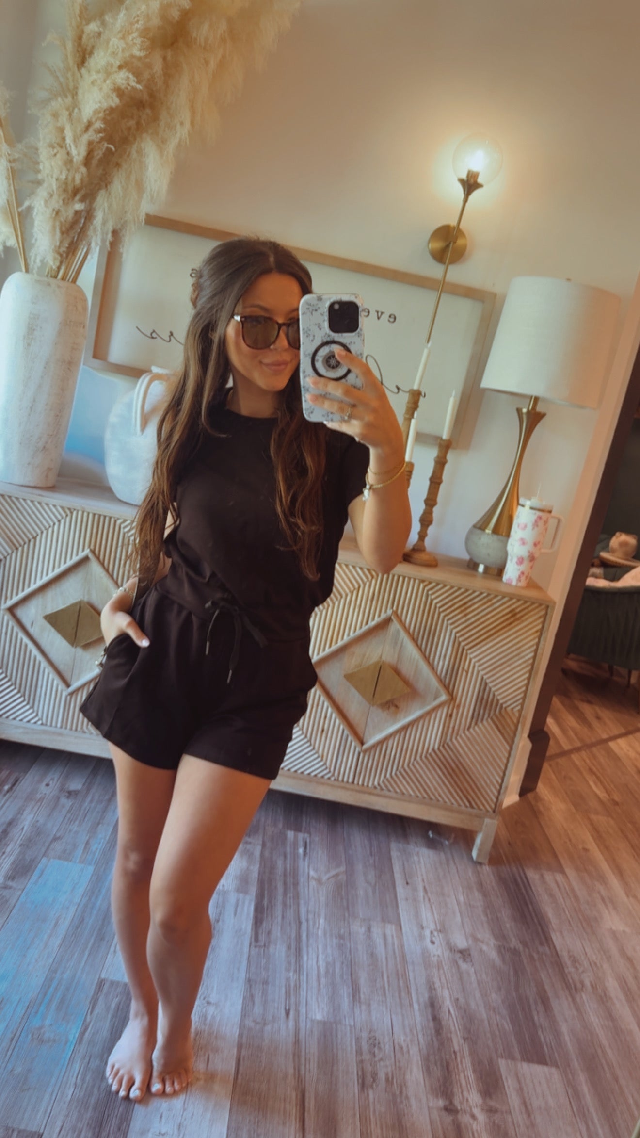 Chic and Sporty Black Romper