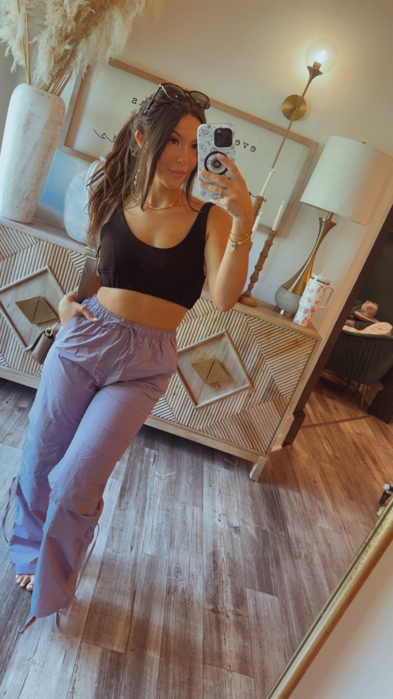 Chic Comfy Nylon Cargo Joggers Lilac