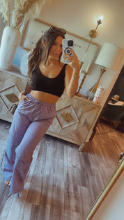 Chic Comfy Nylon Cargo Joggers Lilac