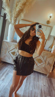 Sassy Faux Leather Skort