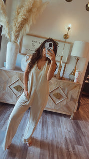 Chic Taupe Loose Fit Jumpsuit