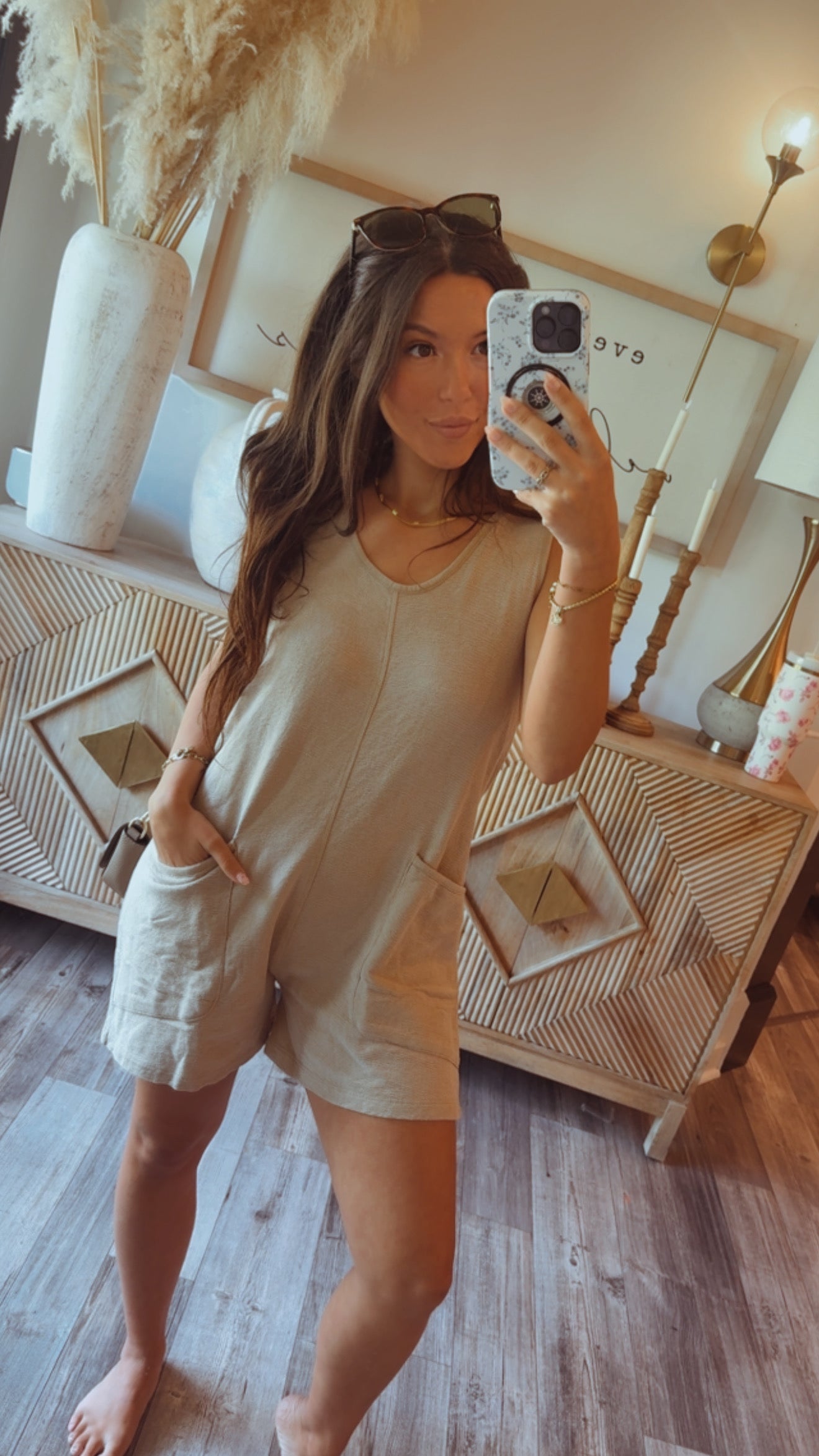 Chic Natural Loose Fit Scoop Neck  Jumpsuit