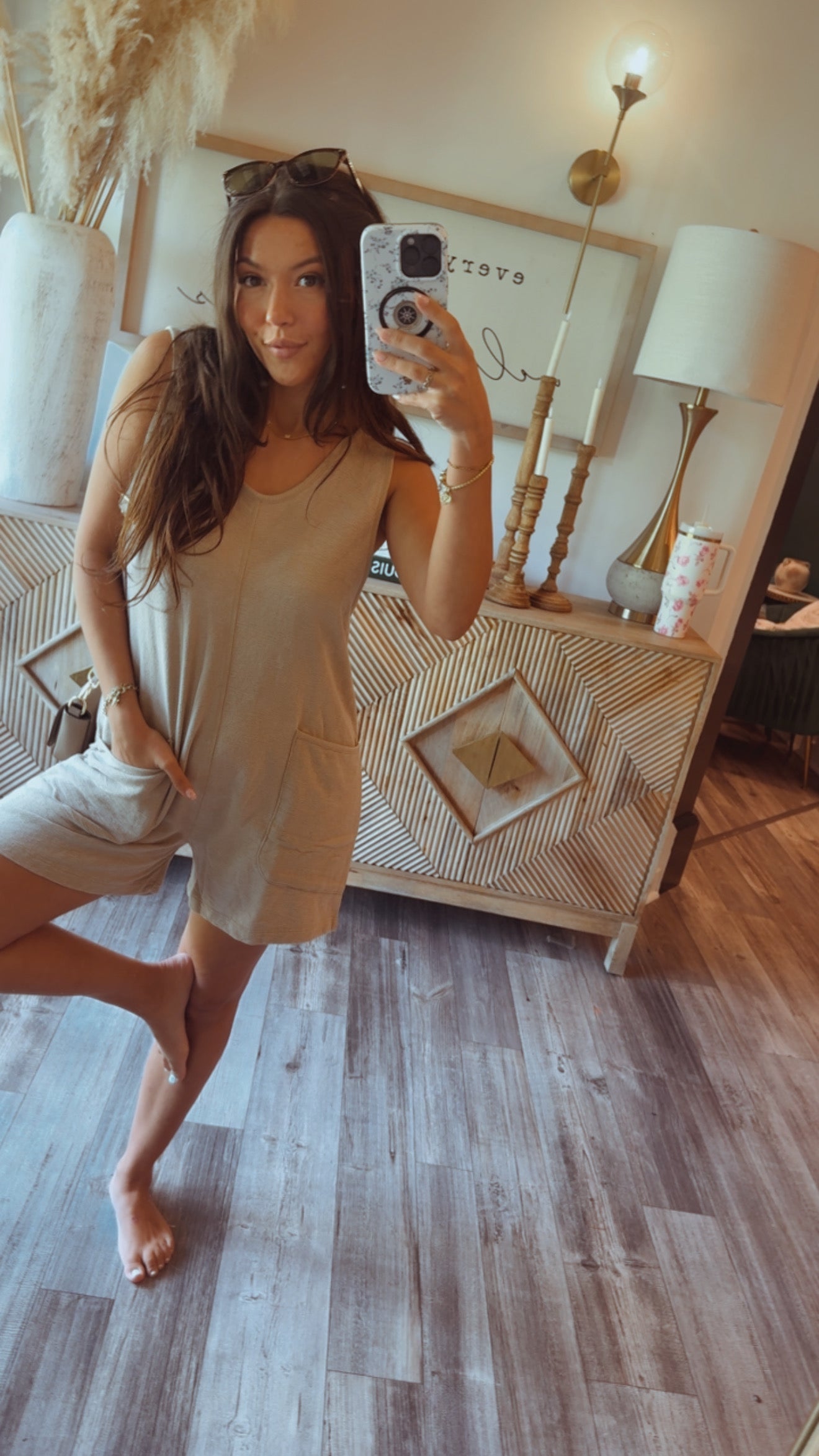 Chic Natural Loose Fit Scoop Neck  Jumpsuit