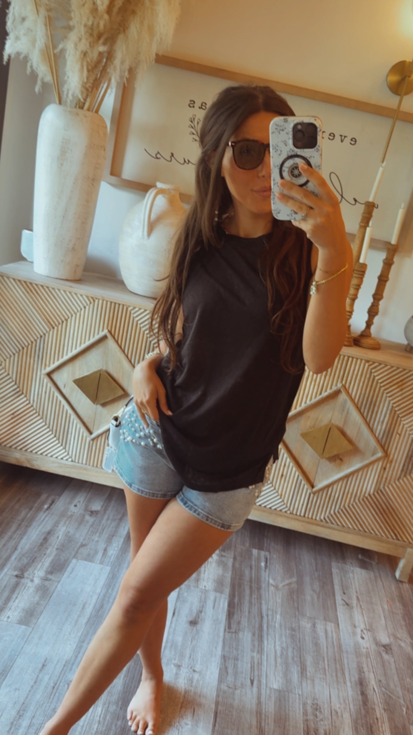 Black Loose Fit Sleeveless Top