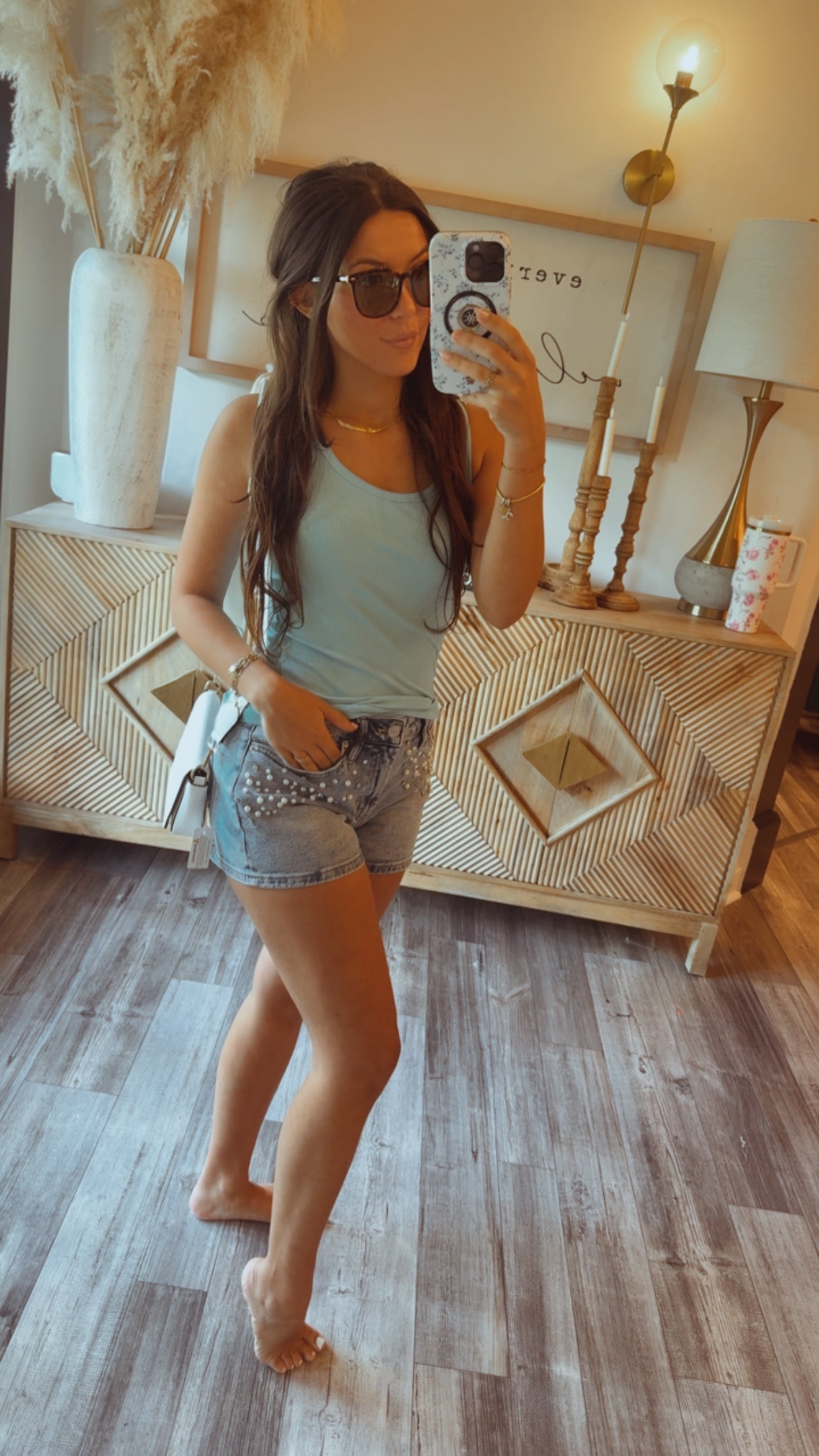 Blue Slim Fit Scoop Neck Tank