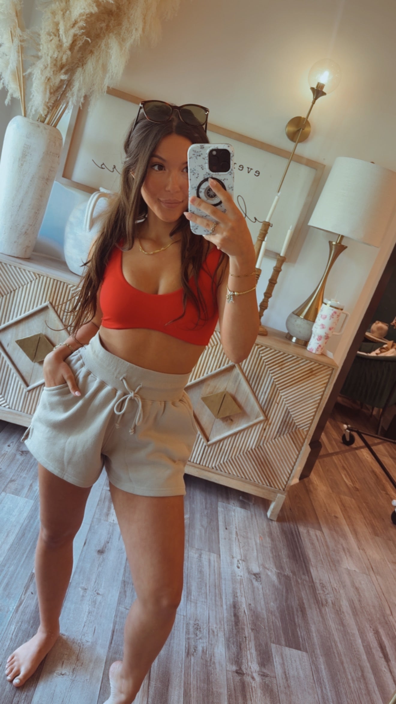 Cherry Red Micro Cropped Sports Bra