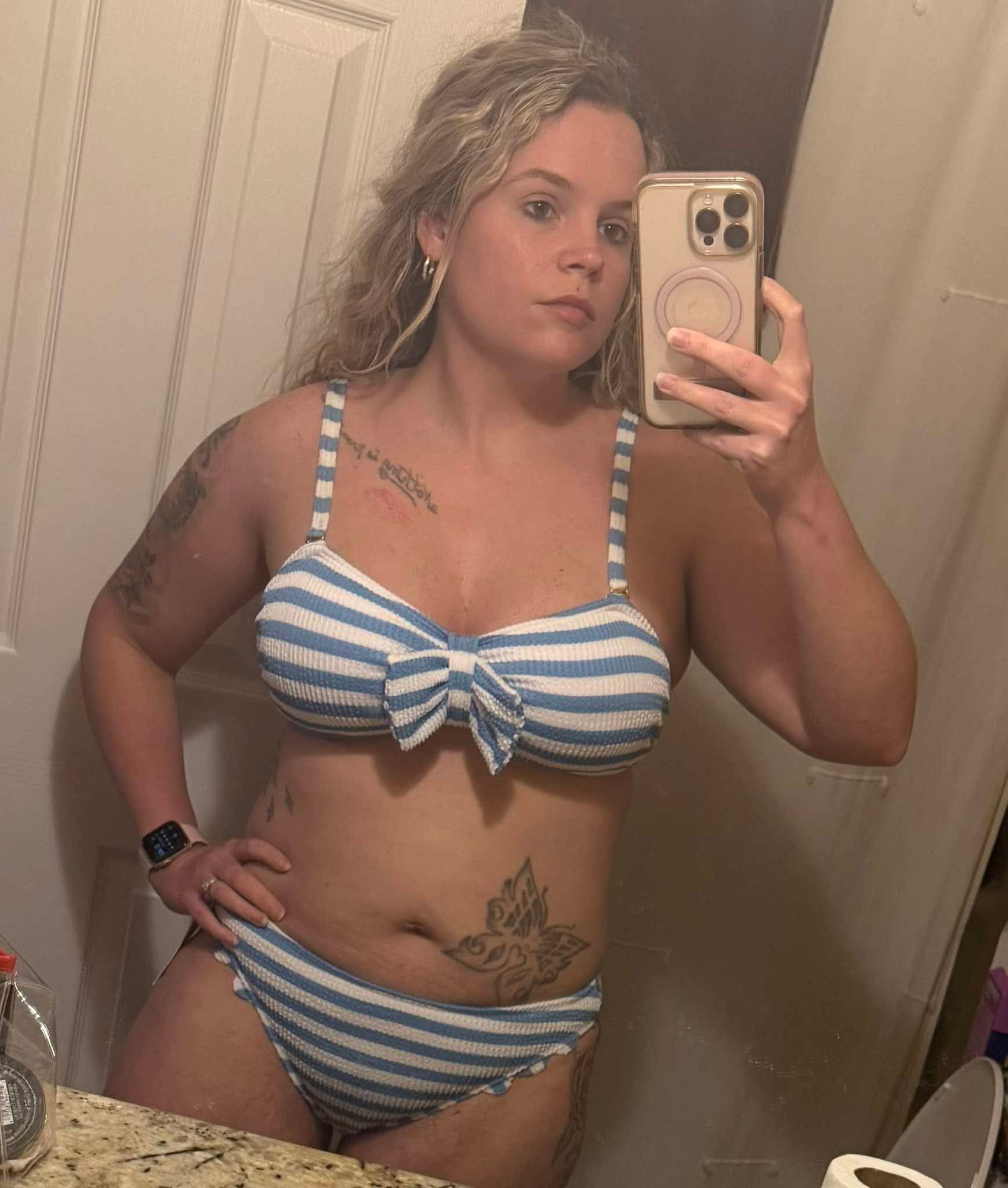"The Harper" Bella Neane Custom Blue and White Stripe Bikini Bottom