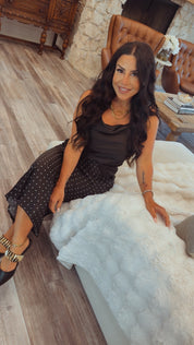 Silky Black Low Back Flowy Date Night Top
