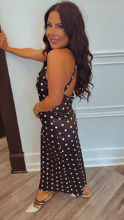 Black and White Halter Polka Dot Dress