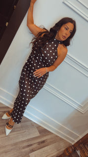 Black and White Halter Polka Dot Dress