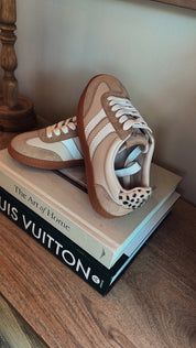 Corky Sand And White Double Stripe Sneakers
