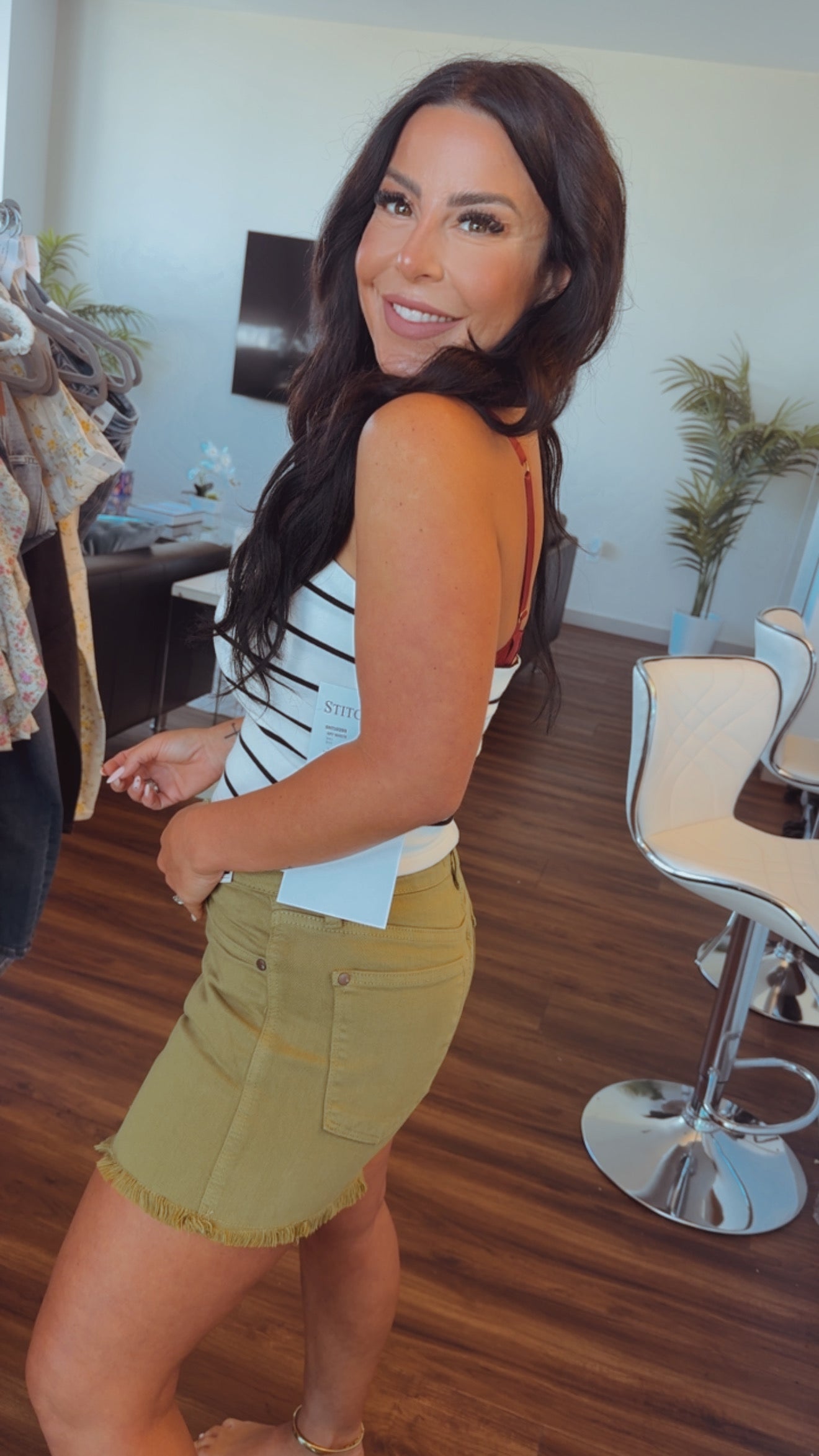 Stitch and Co Chic White and Black  Striped Ultra Soft Cropped