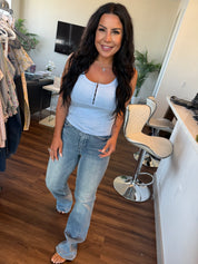 Stitch and Co Chic Elevated Knit Blue Tank