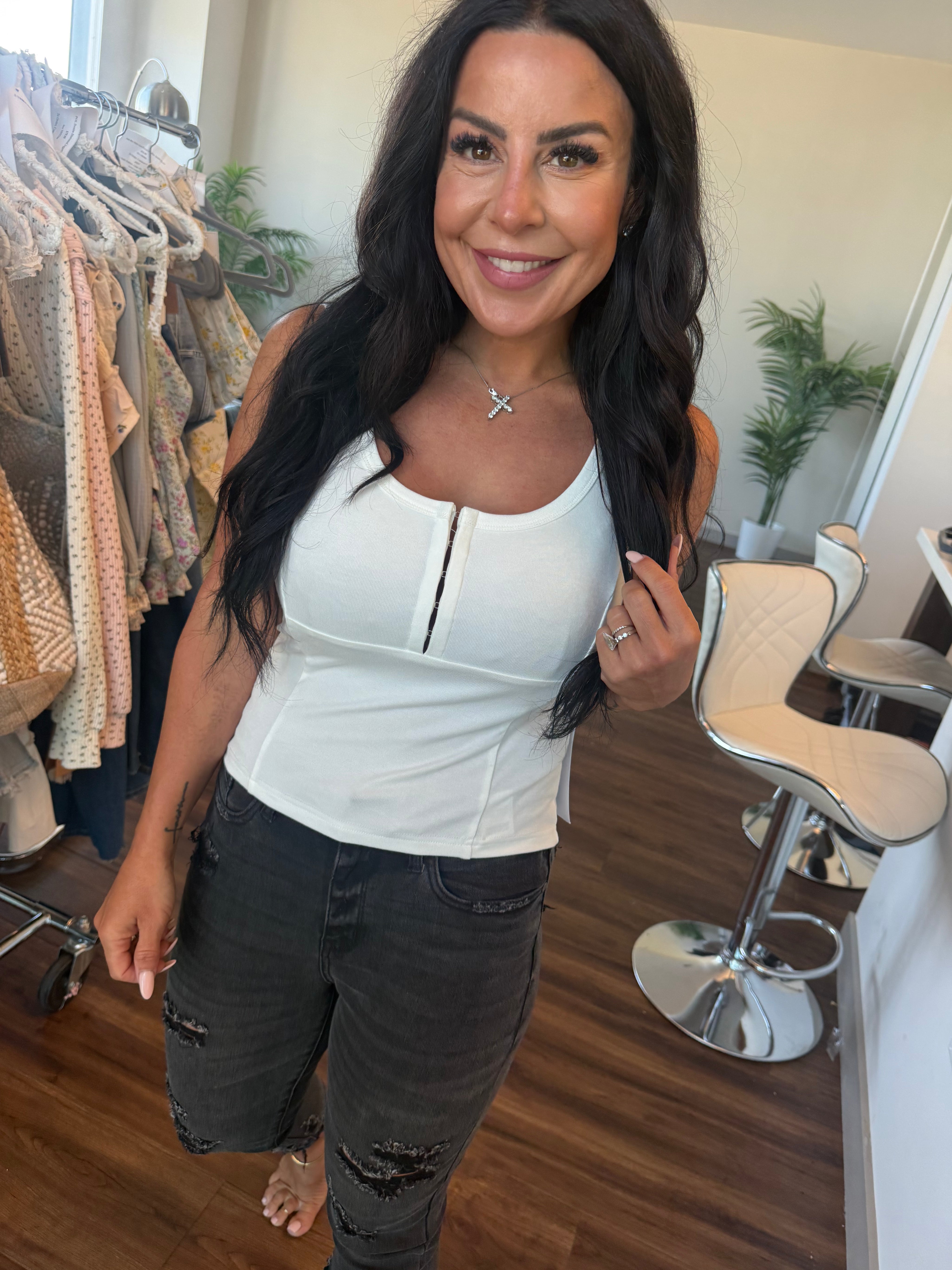 Stitch and Co Chic Elevated Knit White Tank
