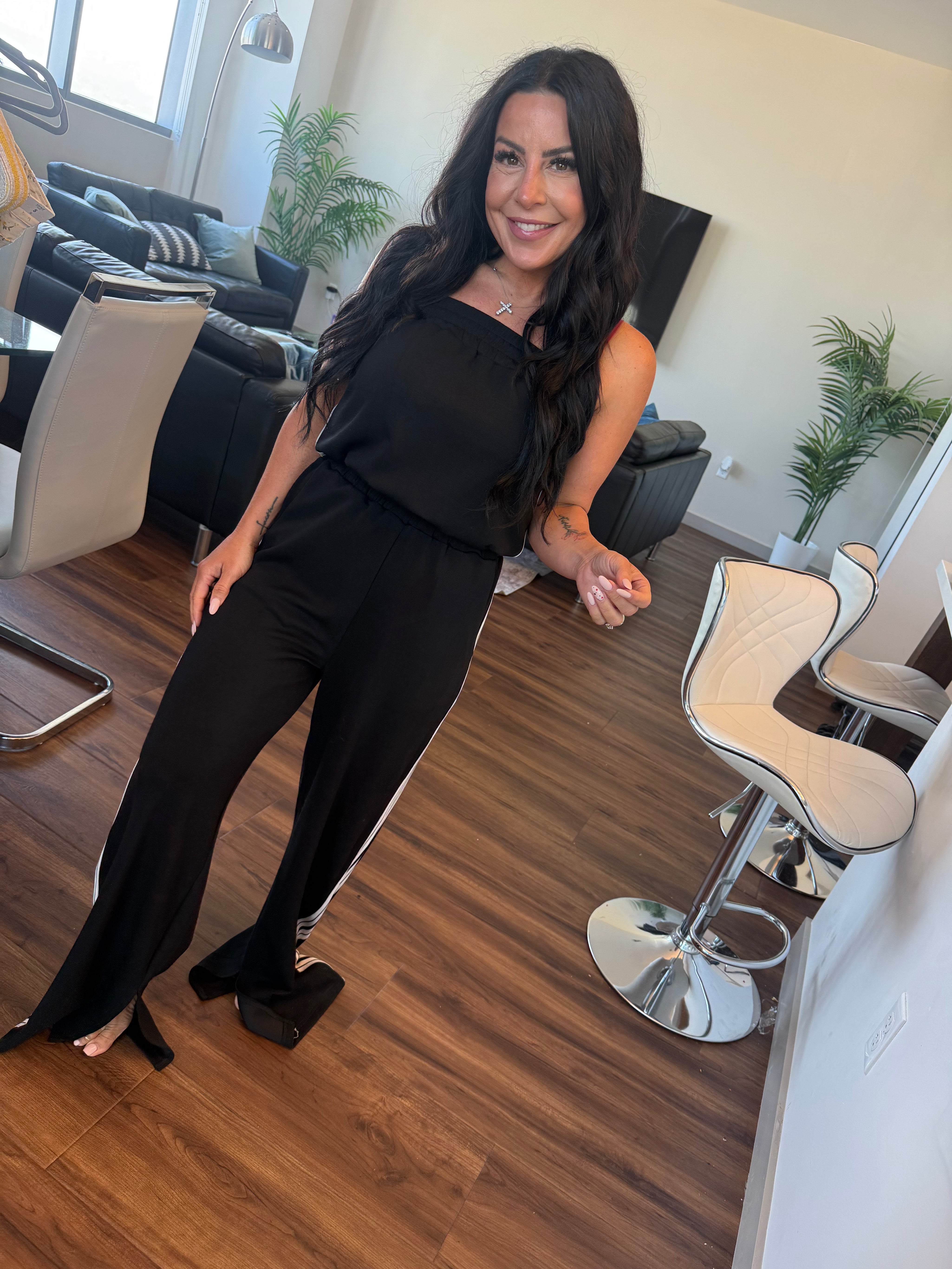Stitch and Co Black and White Chic Jumpsuit