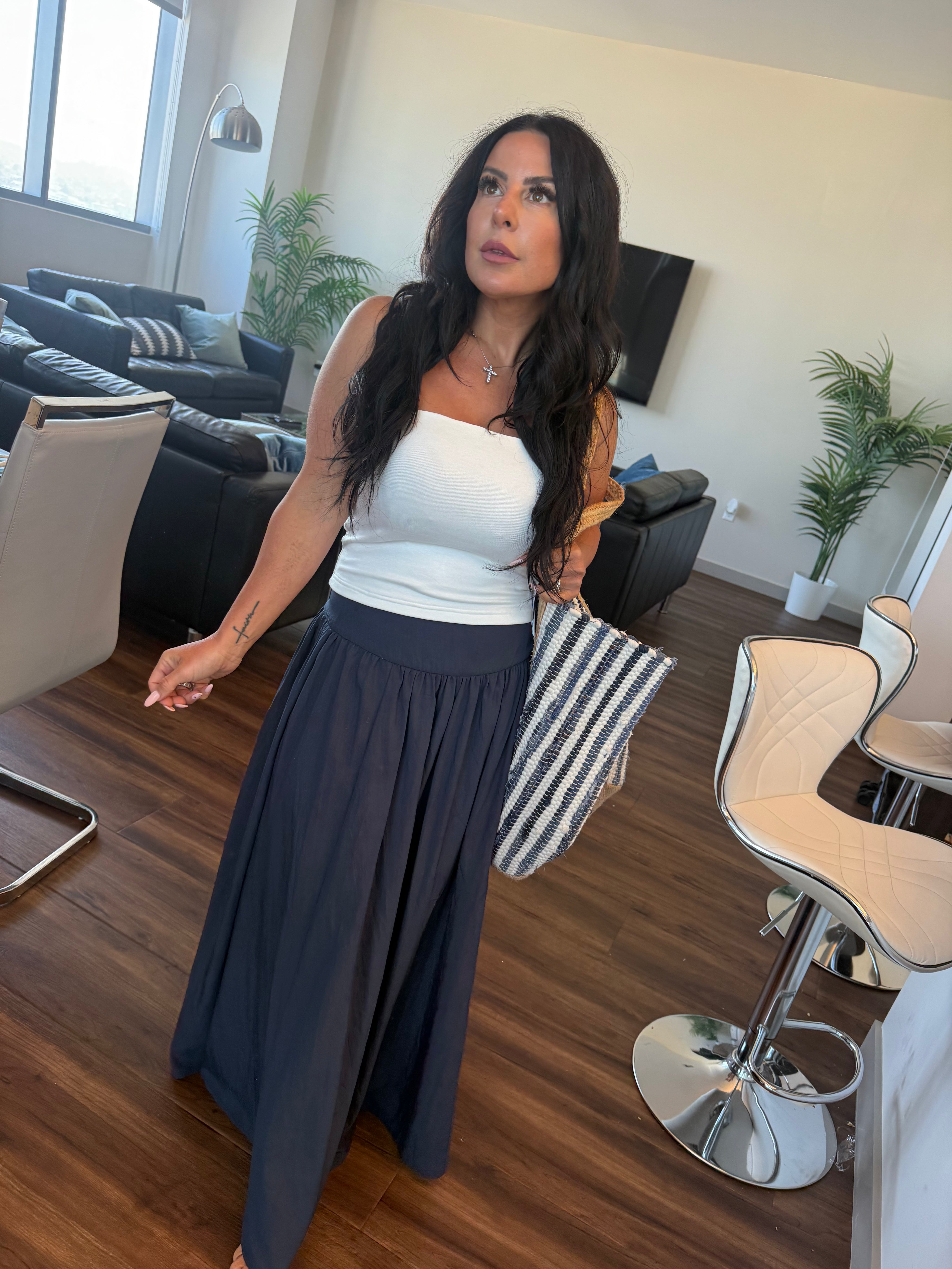 Stitch and Co Chic Navy Woven Skirt