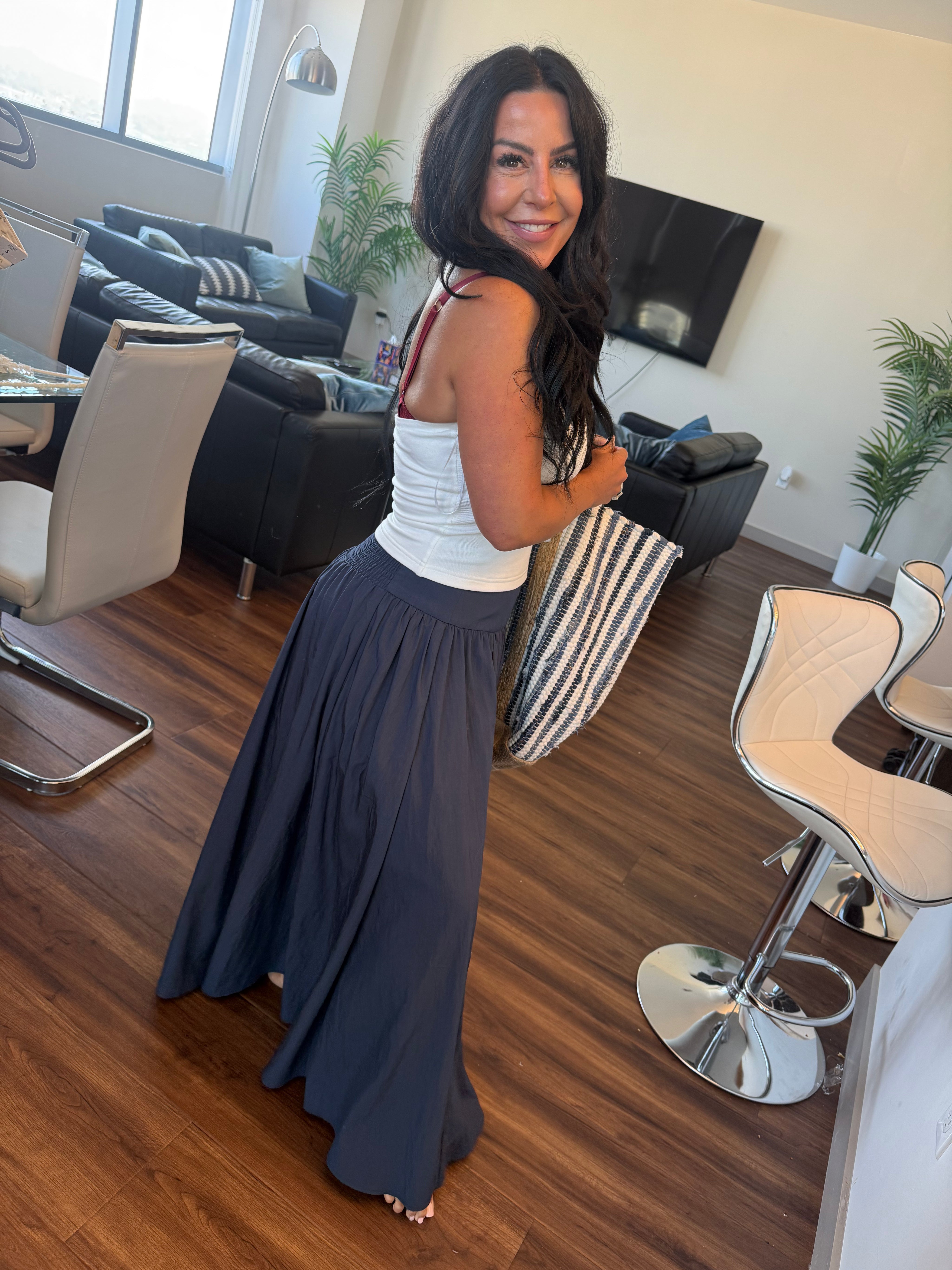 Stitch and Co Chic Navy Woven Skirt