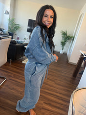 Stitch and Co Chic Luxe Washed Blue Crewneck