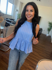 Stitch and Co Chic Blue and White Striped Top