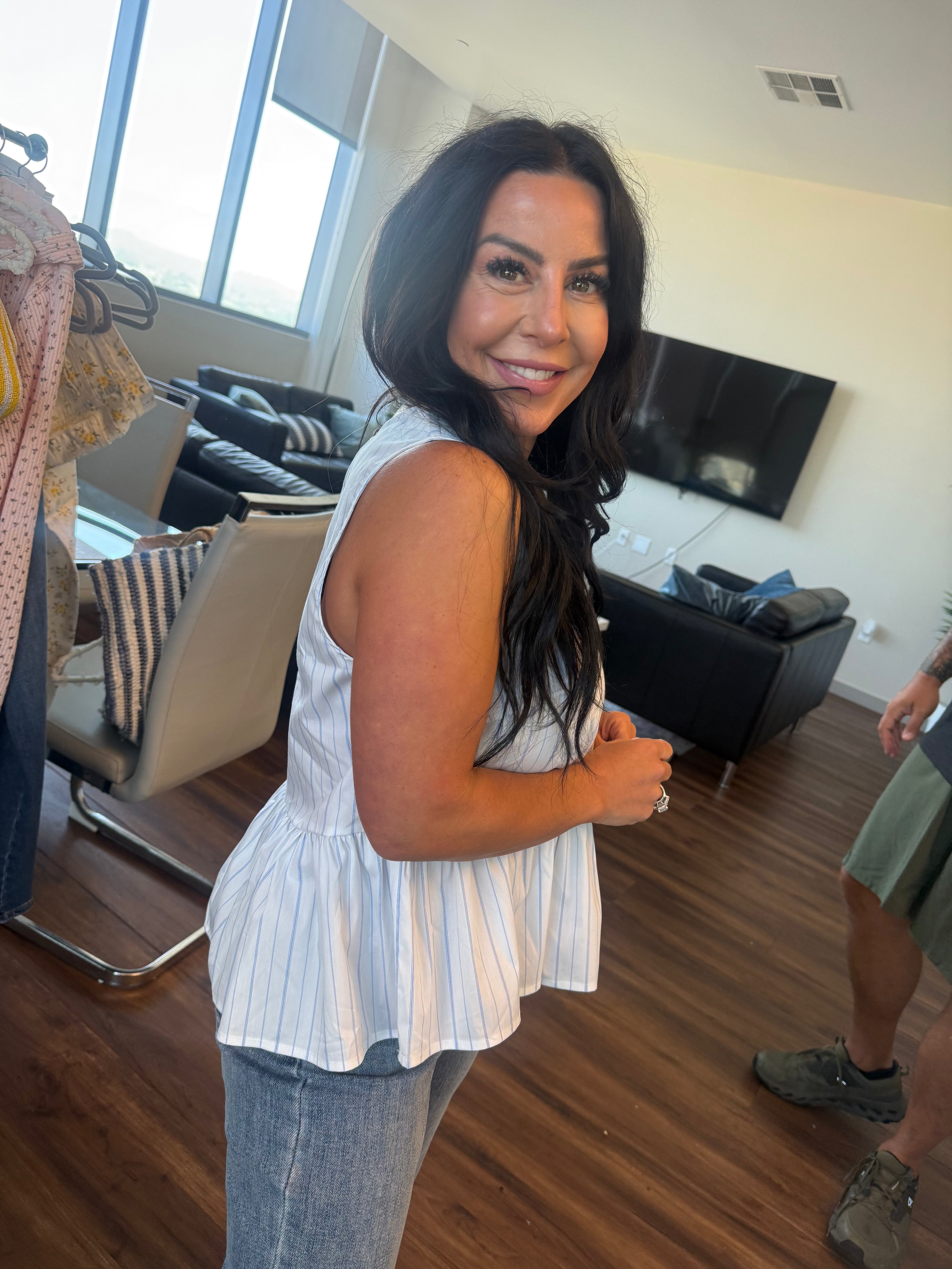 Stitch and Co Chic  White Striped Top