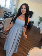Stitch and Co CreamDenim Blue Open Back Tank Dress
