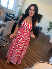 Stitch and Co Loose Fit Red and White Tank Dress