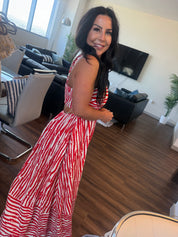 Stitch and Co Loose Fit Red and White Tank Dress