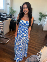 Stitch and Co Loose Fit Blue and White Tank Dress