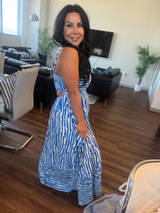 Stitch and Co Loose Fit Blue and White Tank Dress