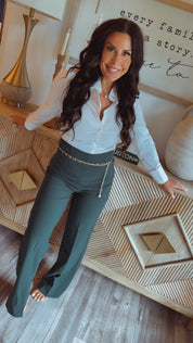 White Slim Fit Button Up Long Sleeve Top