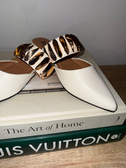 Ivory and Gold Chunky Strap Flats