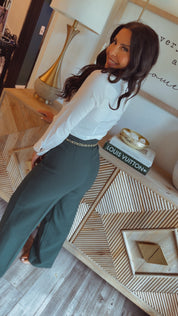White Slim Fit Button Up Long Sleeve Top