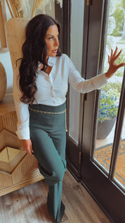White Slim Fit Button Up Long Sleeve Top