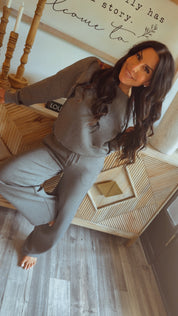 Heaven Soft Grey Off The Shoulder Cropped Crewneck
