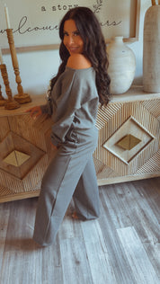 Heaven Soft Grey Off The Shoulder Cropped Crewneck