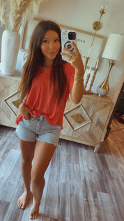 Lightweight Ultra Soft Coral Collared Top